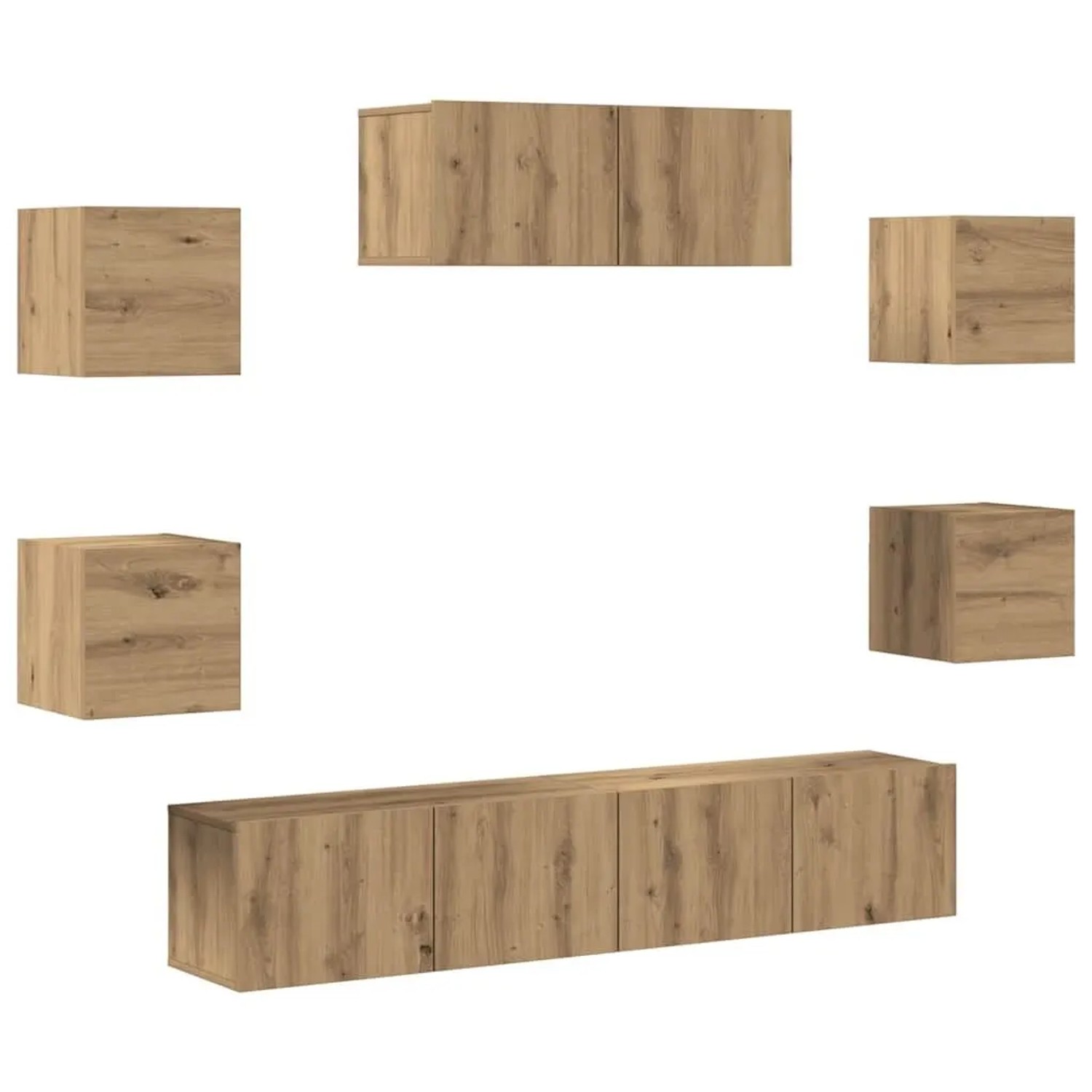 vidaXL 7-Tlg TV-Schrank-Set Wandmontage Artisan Eiche 3329208