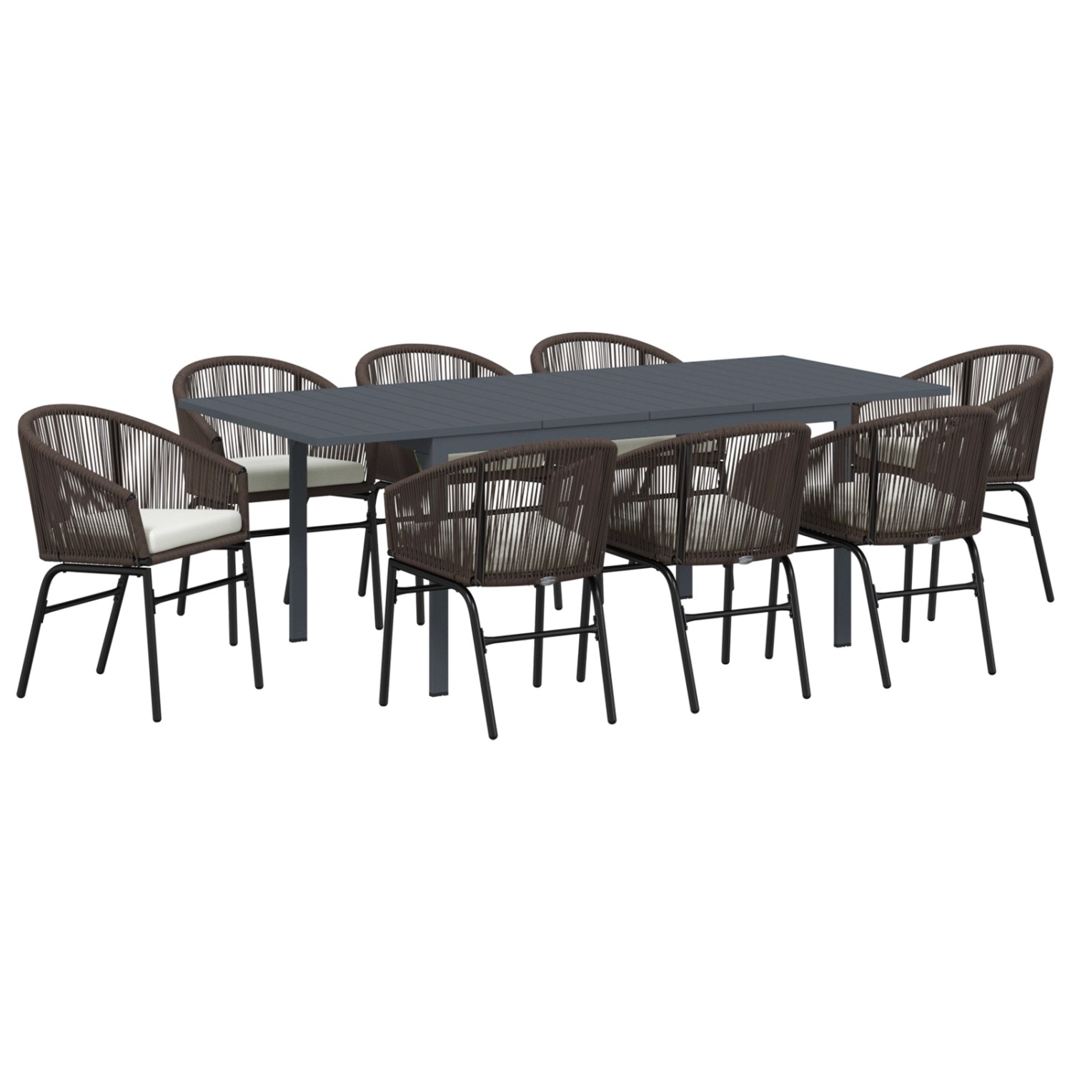 vidaXL Garten Essgruppe 9-Tlg Braun Poly Rattan 3378832 günstig online kaufen