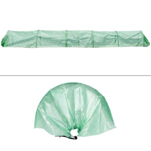 ECD Germany Folientunnel, transparent/grün, 300x55x35cm, schützt Pflanzen im Gewächshaus vor Unwetter.
