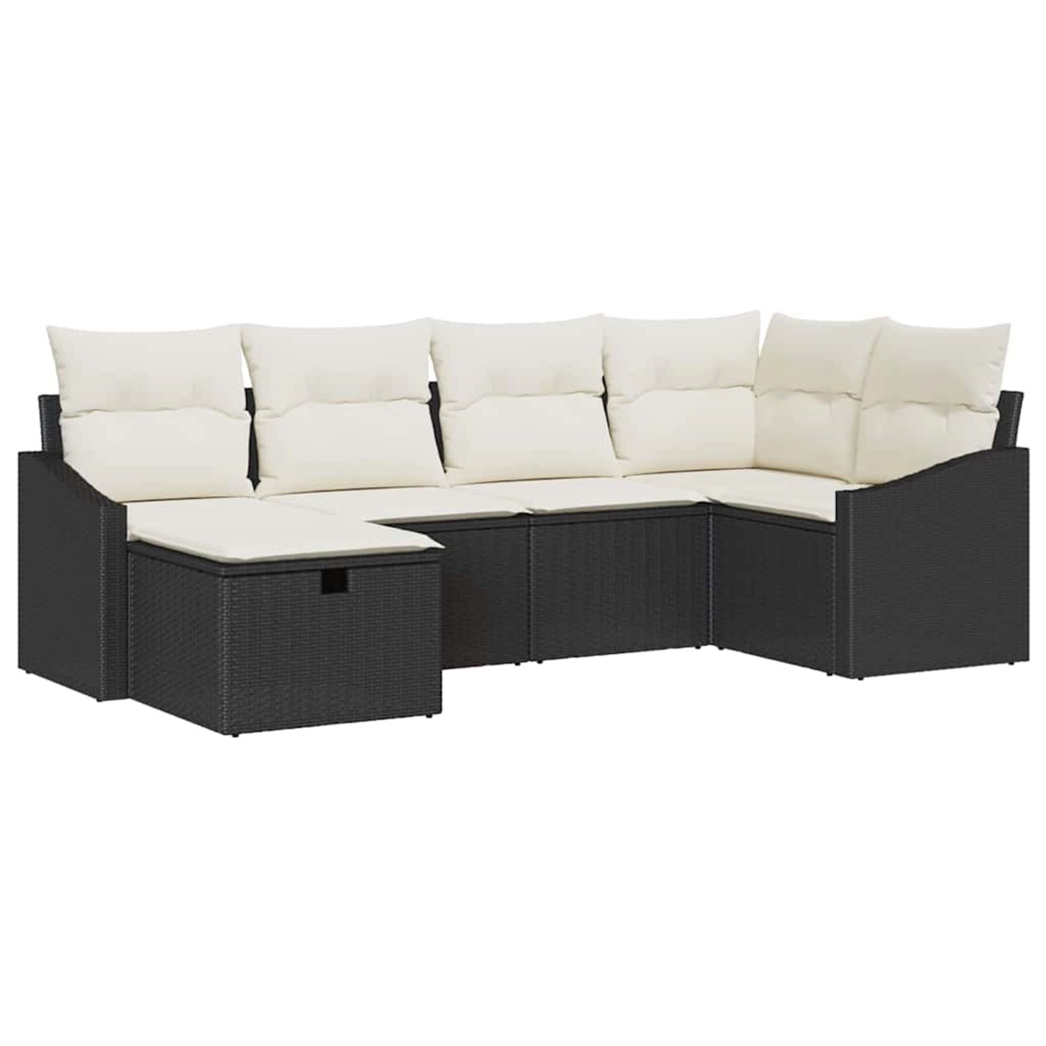vidaXL Garten-Sofa-Set mit Kissen mit Speicher 6-Tlg Schwarz Creme 3359276 günstig online kaufen