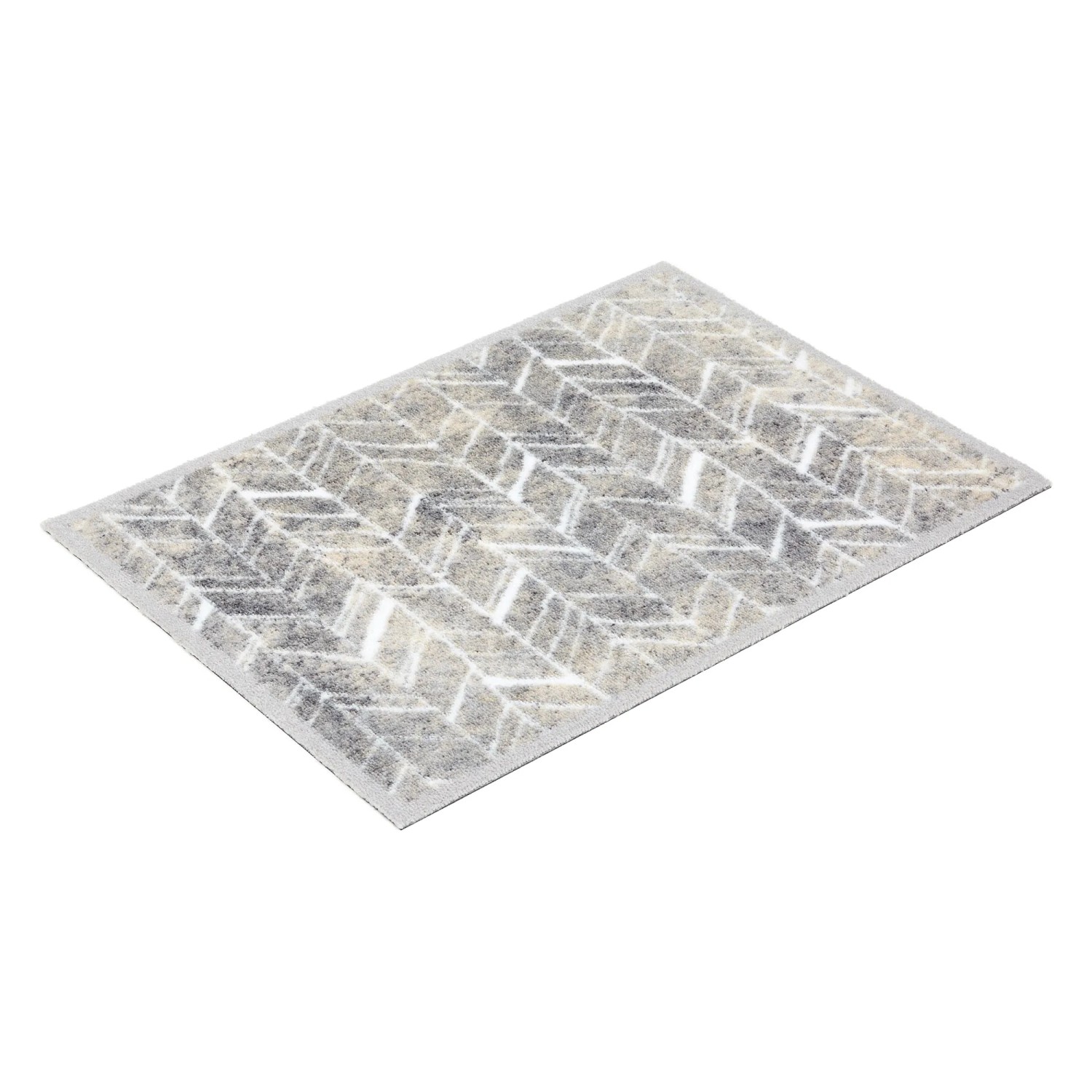 Graue Astra Türmatte Miabella (50x70 cm) mit Fischgrätmuster für den Innenbereich.