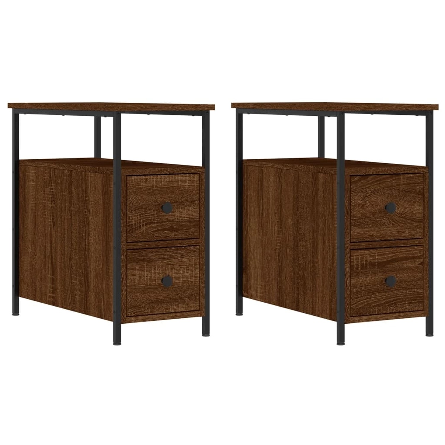 vidaXL Nachttische 2 Stk Braun Eichen-Optik 30x60x60 cm Holzwerkstoff Model günstig online kaufen