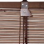 Detailansicht OBI Bambus-Raffrollo Teak (120x160cm) mit Zugschnüren und Aufhängung.