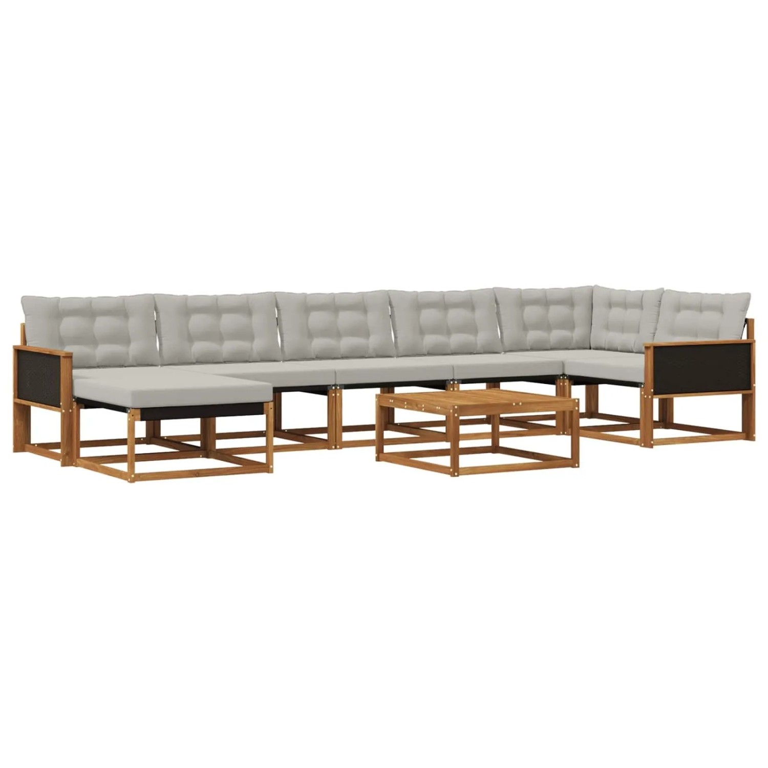 vidaXL Outdoor-Sofagarnitur mit Kissen 8 Stk Natur und Hellgrau 3381575
