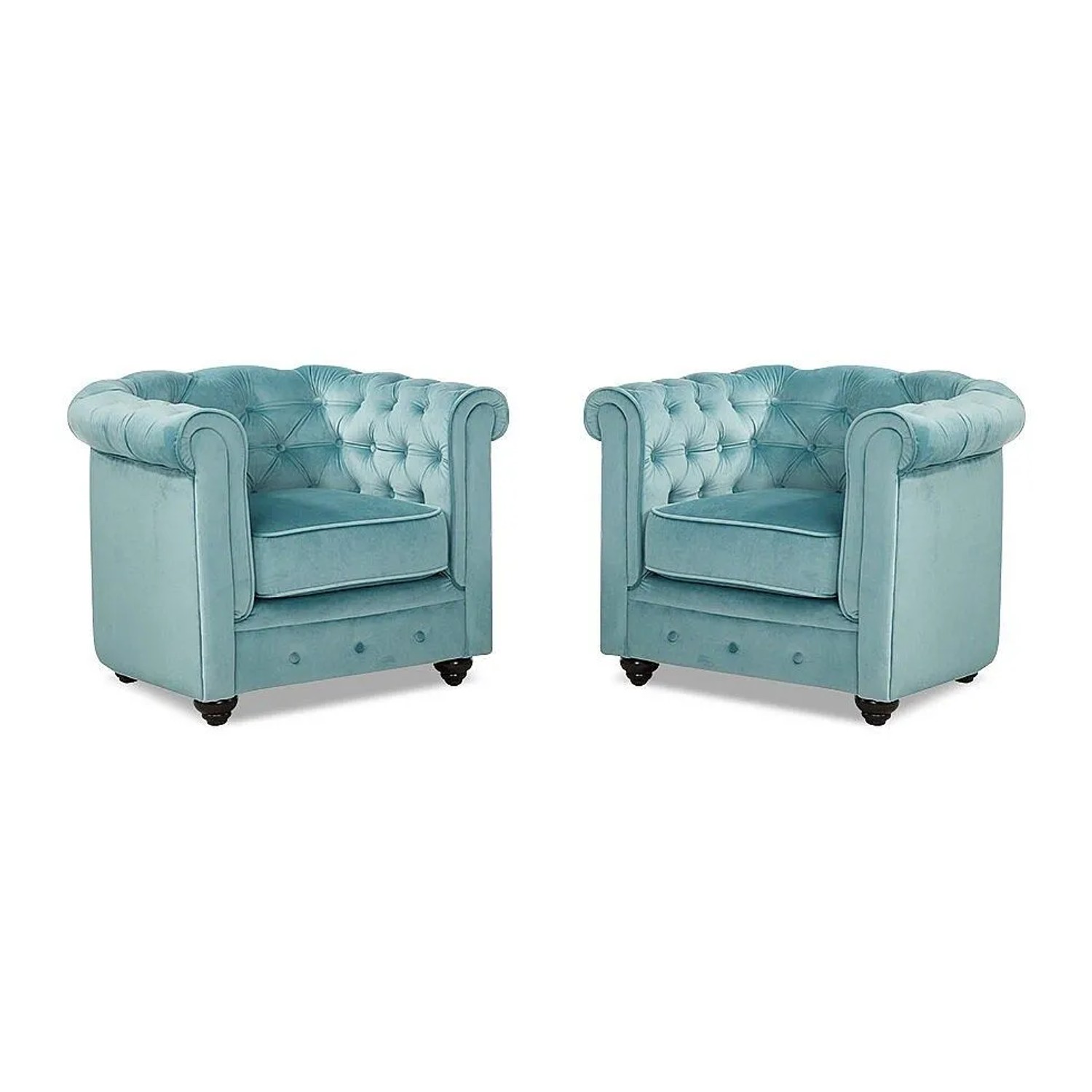 Vente-unique Sessel Mit Gerader Rückenlehne Chesterfield Hellblau 82 cm