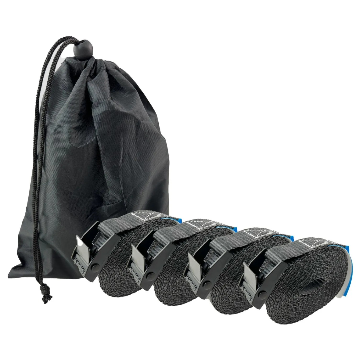 TRUTZHOLM 4x Profi Spanngurt Klemmschloss 1 Teilig 6m 250 kg Anthrazit mit Tasche