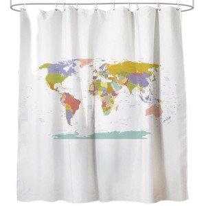 Sanilo Duschvorhang mit Weltkarte, 180x200 cm, inklusive Ringe.