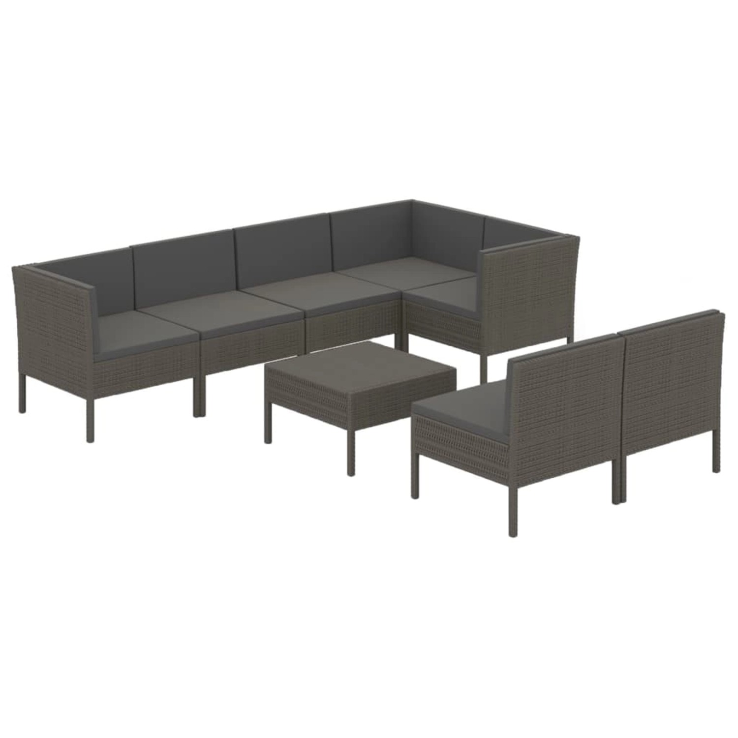 vidaXL 8-tlg Garten-Lounge-Set mit Auflagen Poly Rattan Grau Modell 19