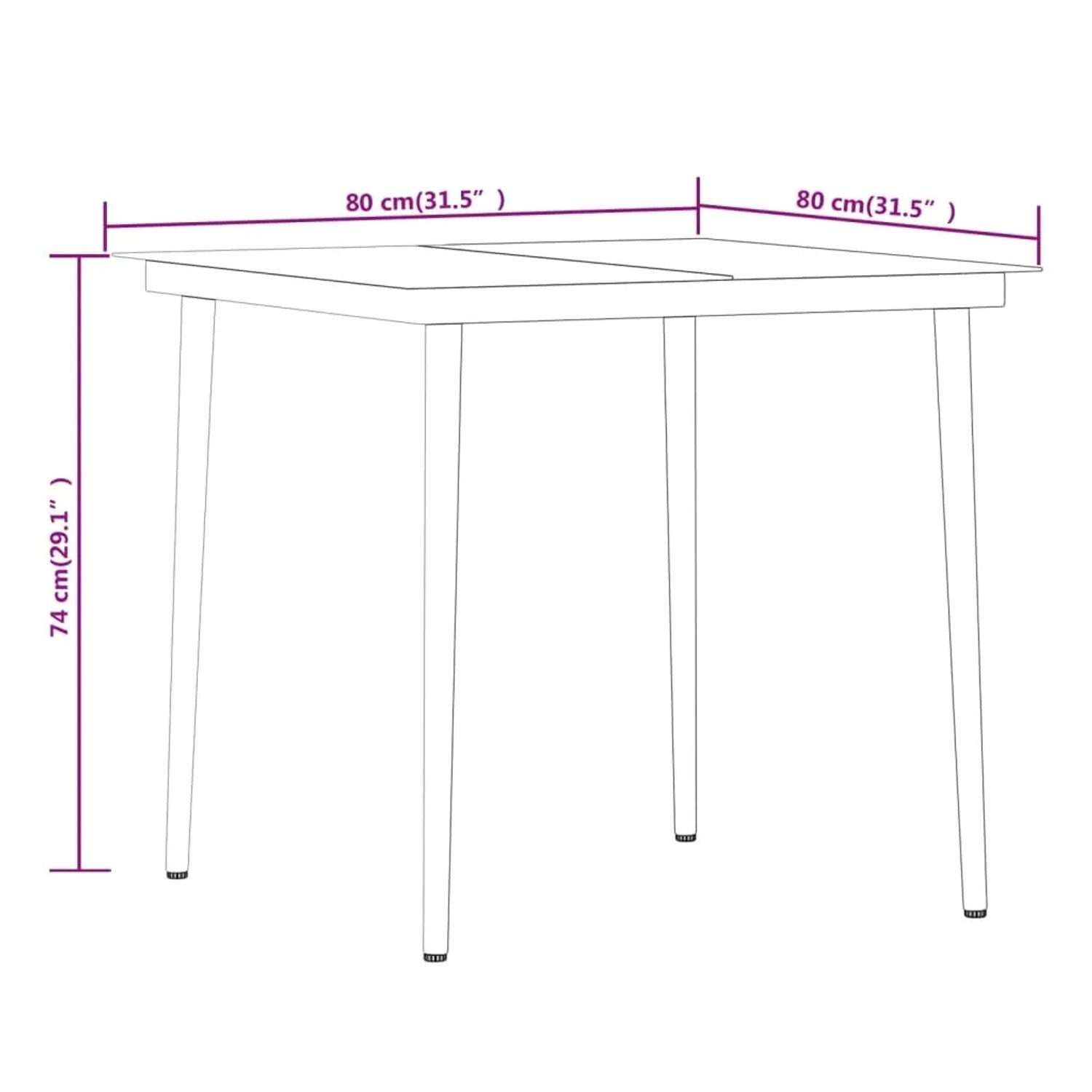 vidaXL Garten-Essgruppe, 3-teilig, grau. Tisch mit Maßen. Gartenmöbel für Terrasse und Garten.