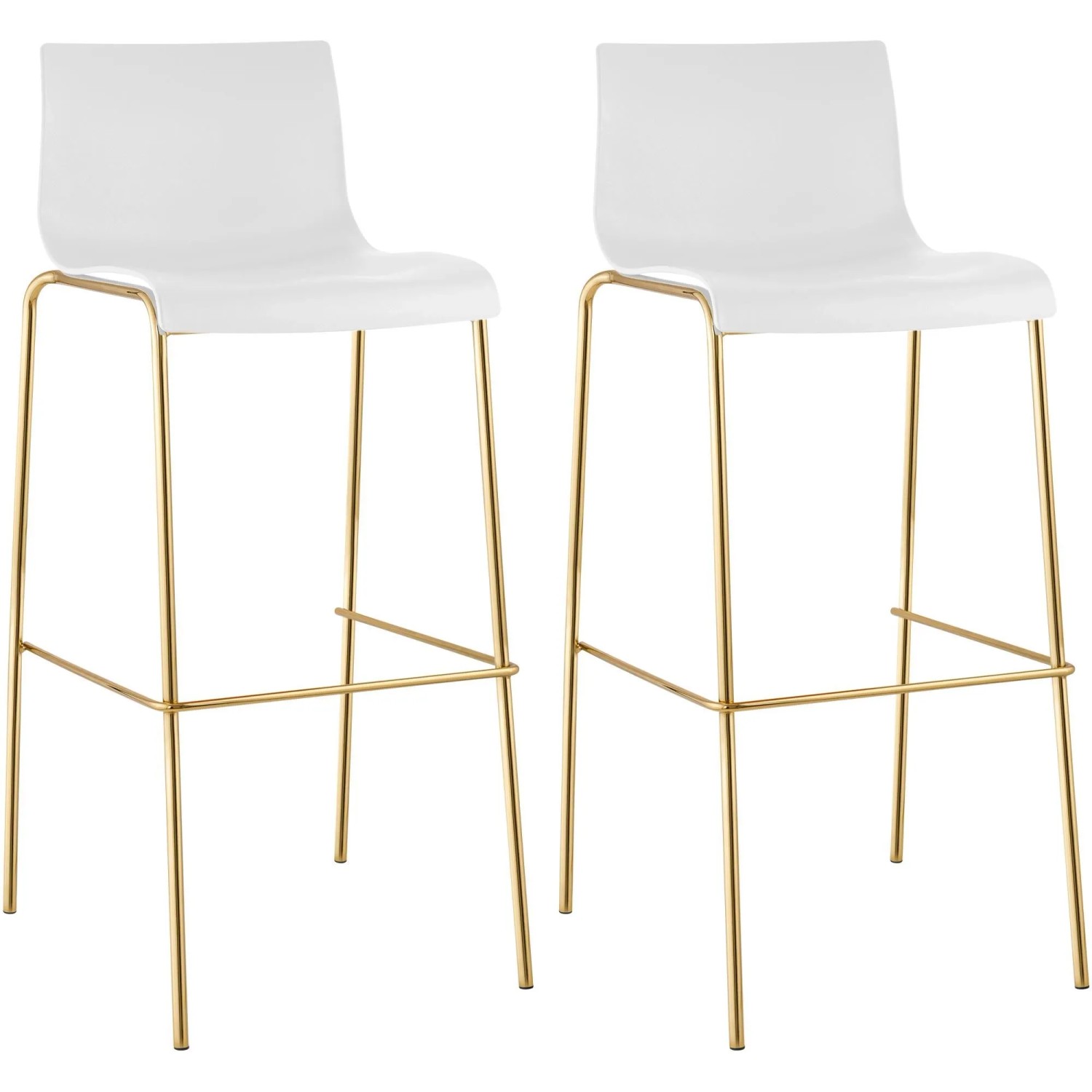 CLP 2er Set Barhocker Hover Kunststoff Vierfußgestell Gold Weiß
