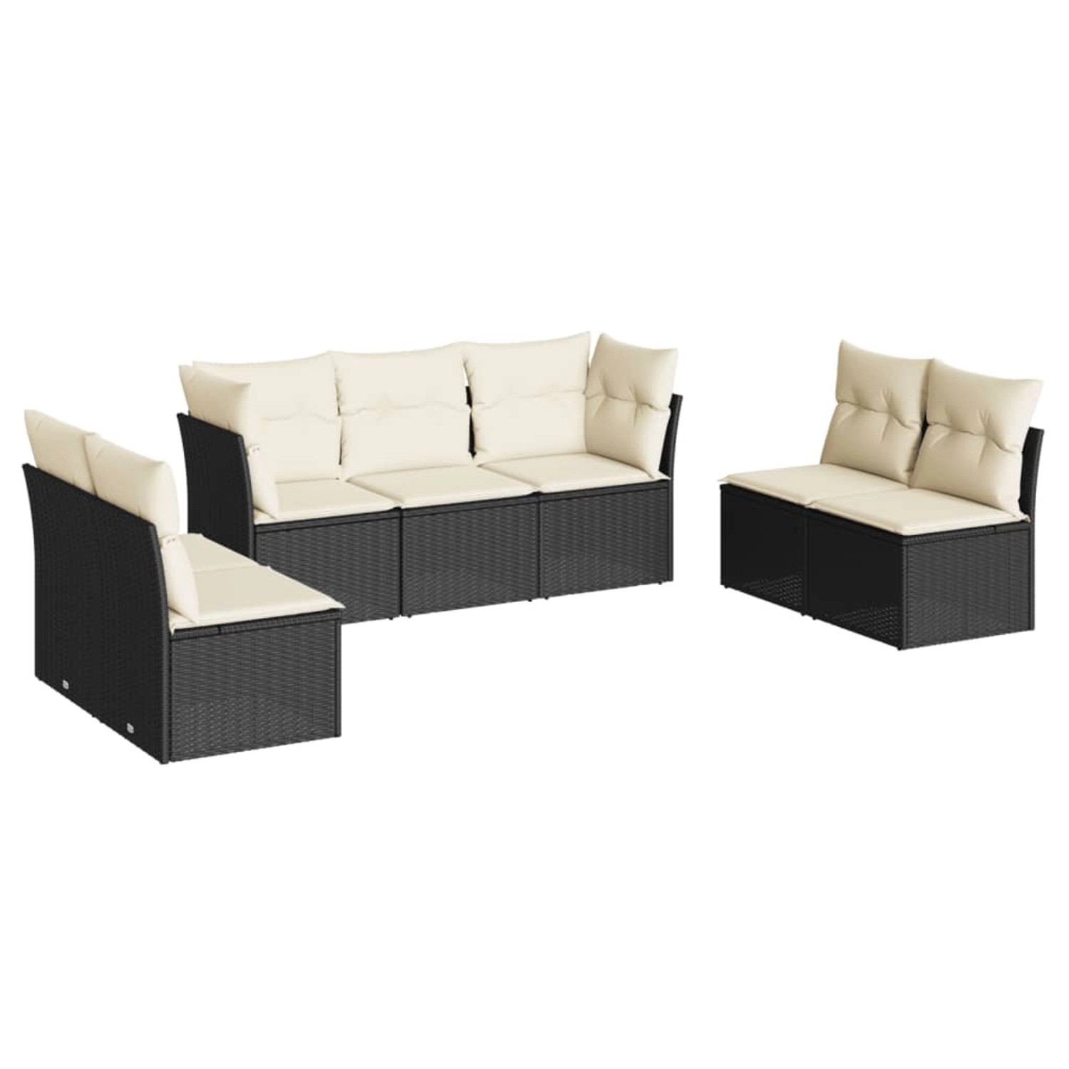vidaXL 7-Tlg Garten-Sofagarnitur mit Kissen Schwarz Poly Rattan 3249245 günstig online kaufen