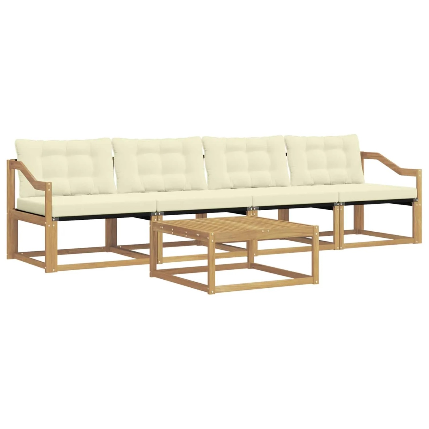 vidaXL Outdoor-Sofagarnitur 5 Stk Weiß und Creme 79 x 79 x 37 cm 3388404