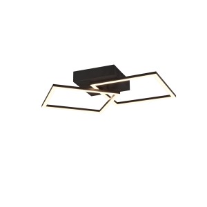 Moderne, schwarze LED-Deckenleuchte Trail mit schwenkbaren Elementen, 44,6 x 39,6 cm.