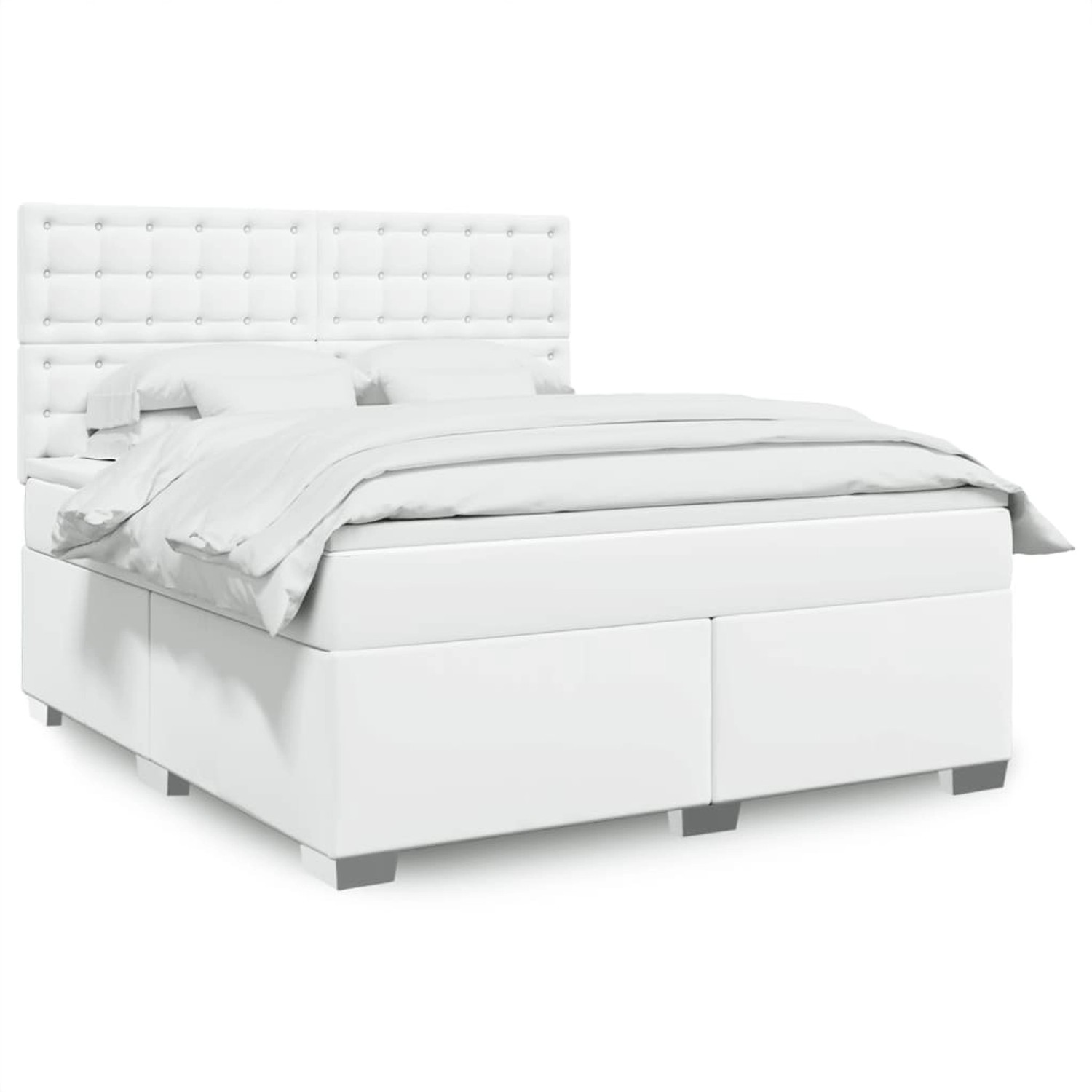vidaXL Boxspringbett mit Matratze Weiß 180x200 cm Kunstleder 3293033 günstig online kaufen