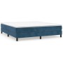 Dunkelblaues Boxspringbett (160x200 cm) mit Samtbezug. Bett für Schlafzimmer.