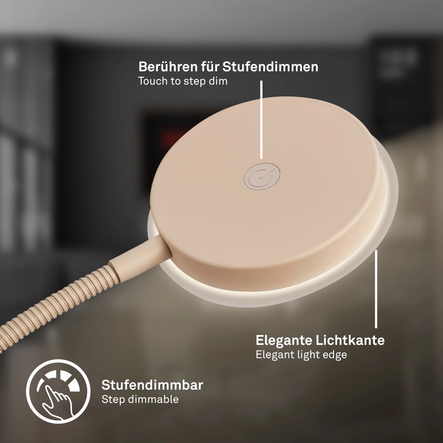 Brilo LED-Stehleuchte Megg Schwenkbar Dimmbar Touch Beige 21 x 150 cm_10