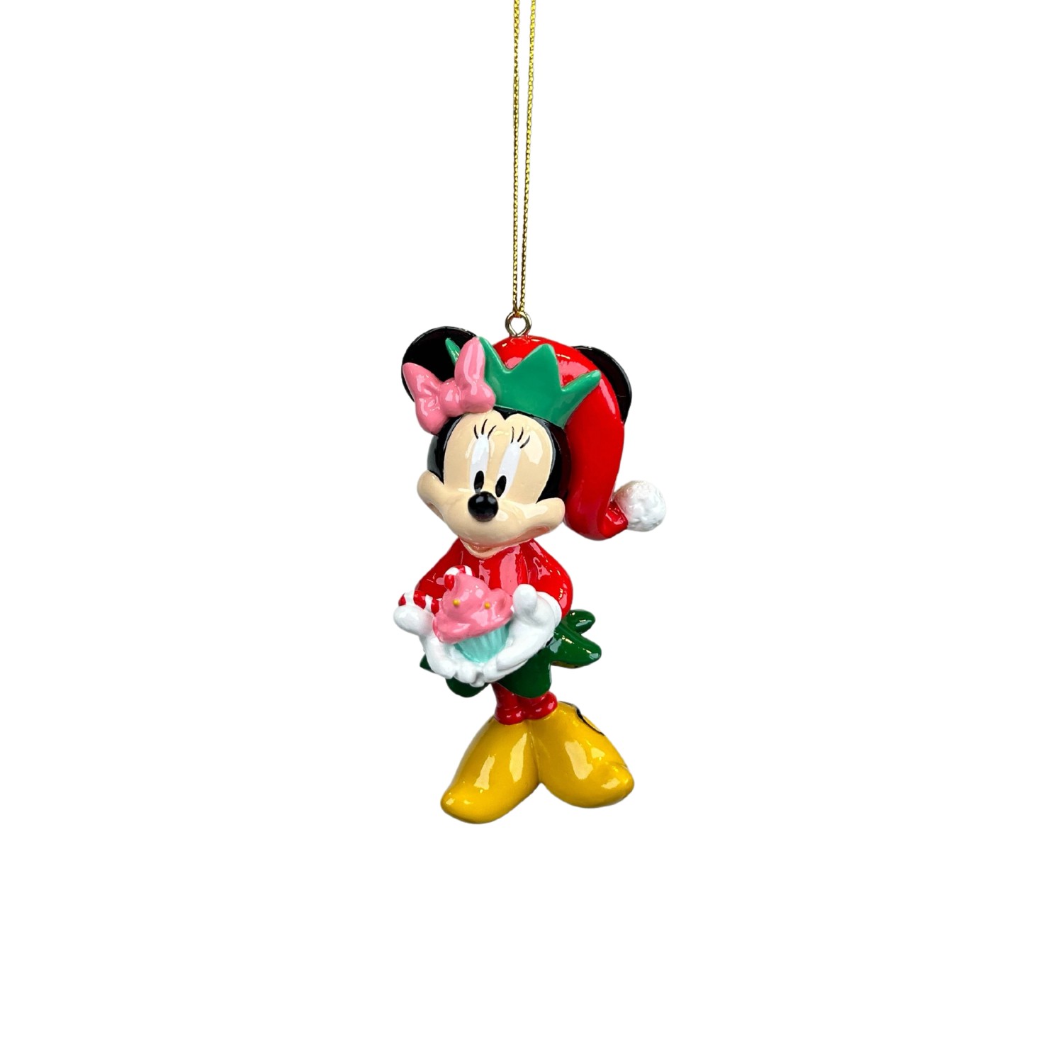 Disney Weihnachtsanhänger Minnie mit Cupcake 9 cm Mehrfarbig
