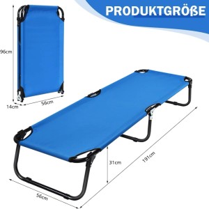 Costway Feldbett Campingbett Faltbar Klappbett Liege 191 x 56 x 31 cm Blau
