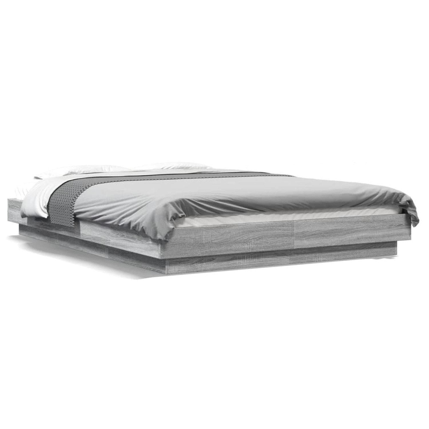 vidaXL Bettgestell mit LED Grau Sonoma 140x190 cm Holzwerkstoff 3281131 günstig online kaufen