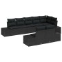Schwarzes 8-teiliges Garten-Sofa-Set aus Poly Rattan mit Kissen von vidaXL für den Außenbereich.