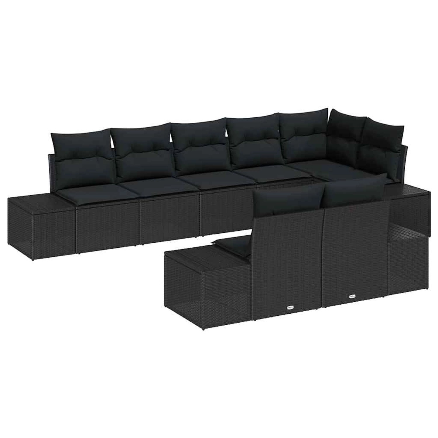 vidaXL Garten-Sofa-Set mit Kissen 8-Tlg Schwarz Poly Rattan 3347113 günstig online kaufen