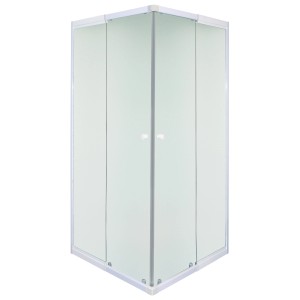 Sanotechnik Eckeinstieg mit Mattglas, weiße Profile, 4mm Sicherheitsglas. Eckdusche für Ihr Bad.