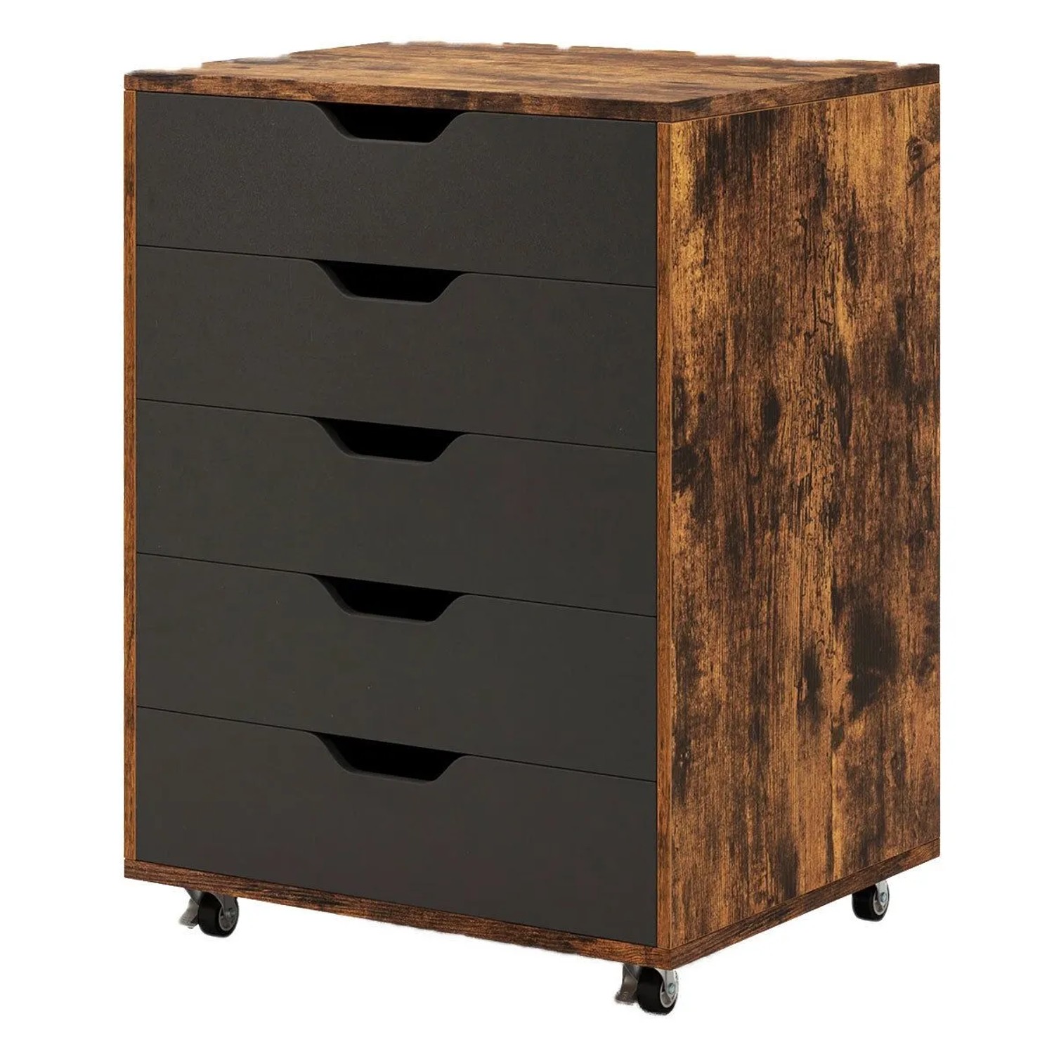 Costway Rollcontainer 5 Schubladen mit Rädern Braun günstig online kaufen