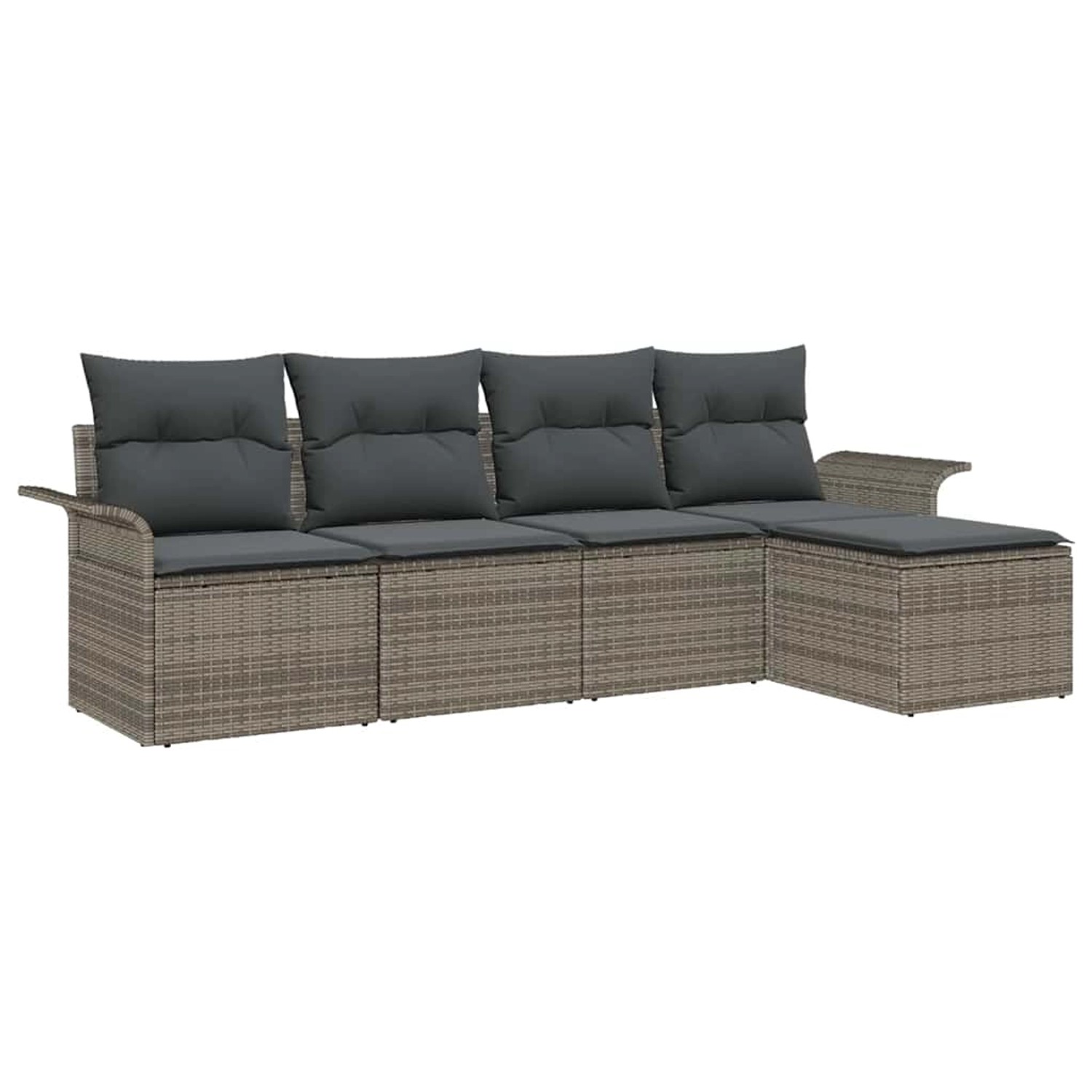vidaXL Garten-Sofa-Set mit Kissen mit Speicher 5-Tlg Grau Poly Rattan 33539 günstig online kaufen