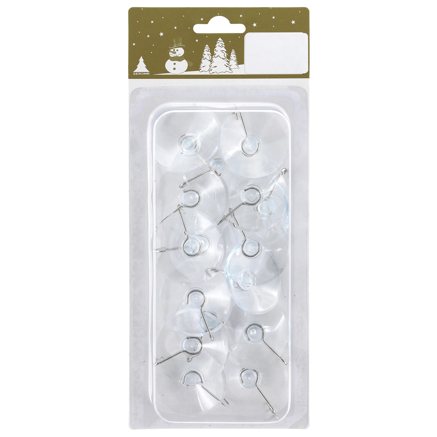 Weihnachts-Deko Saugnäpfe mit Metallhaken Ø 4,2 cm Transparent 16 Stück