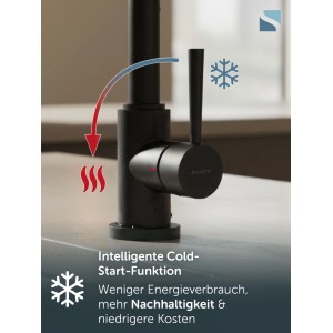SCHÜTTE Spültischarmatur CORNWALL Niederdruck Schwarz matt mit Cold-Start-Funktion, spart Energie.