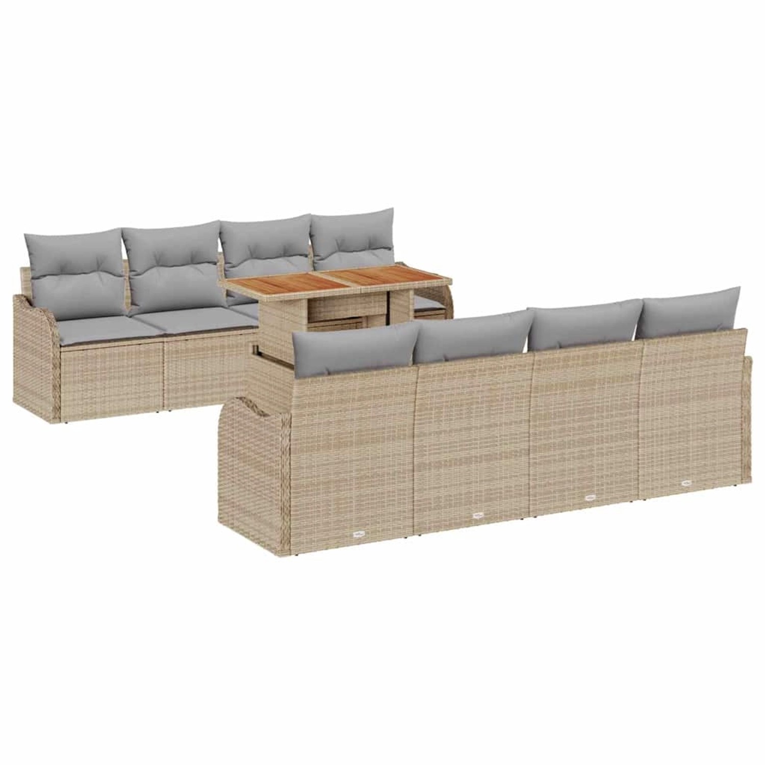 vidaXL Garten-Sofa-Set mit Speicher 9-Tlg Beige Poly Rattan 3358170 günstig online kaufen