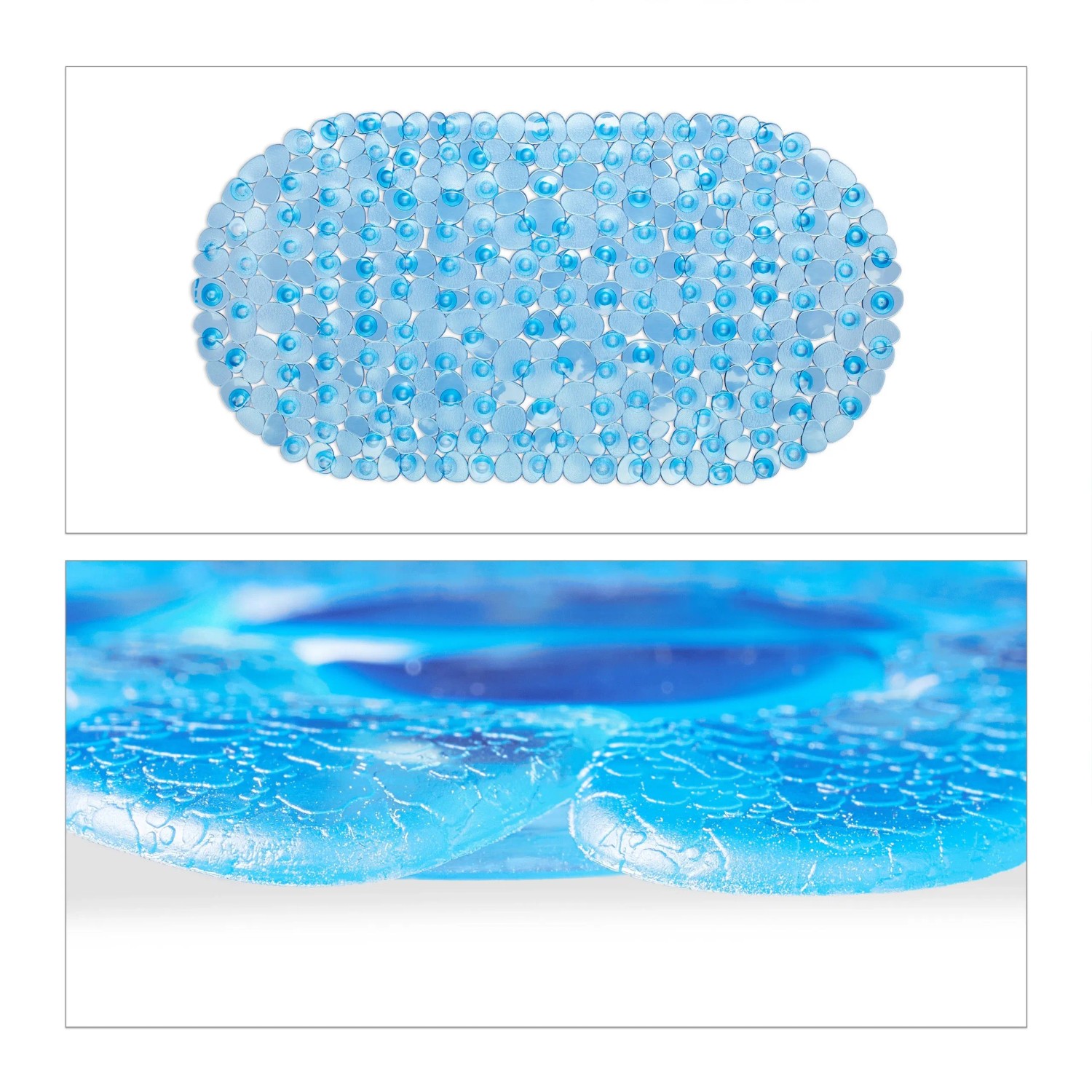 Relaxdays Badewannenmatte Steinoptik PVC Blau Rutschfest 68 cm x 35,5 cm 500 g