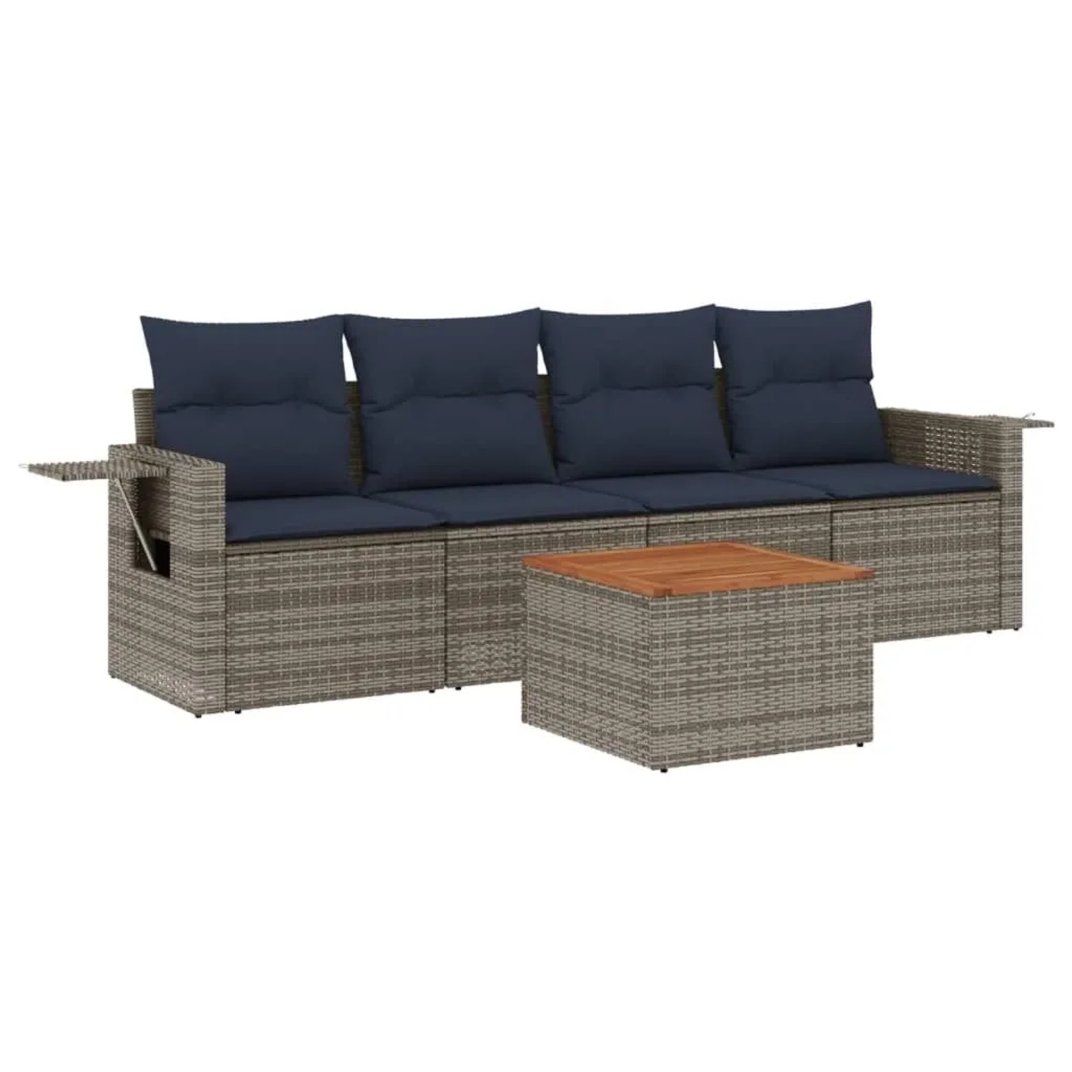 vidaXL 5-Tlg Gartensofa-Set mit Kissen Grau Polyrattan 3224444 günstig online kaufen