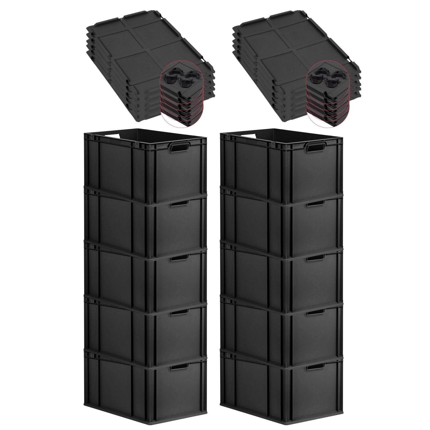 PROREGAL SparSet 10x Eurobox Nextgen Grip Mit Auflagedeckel Und Schwarzen V günstig online kaufen