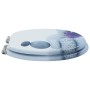 Graue WC-Sitze (2 Stk.) mit Soft-Close und Stein-Blumen-Motiv, 44x38 cm.