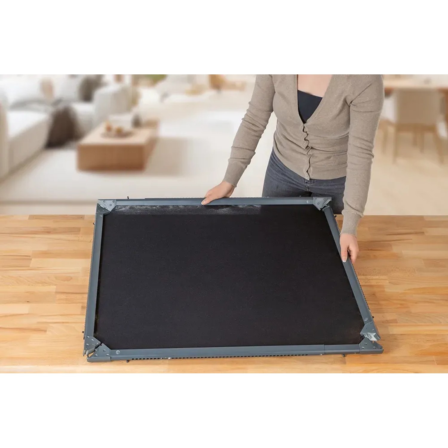 Easymaxx Moskitonetz Magic Fit, anthrazit, mit verstellbarem Rahmen für Fenster. Insektenschutz.