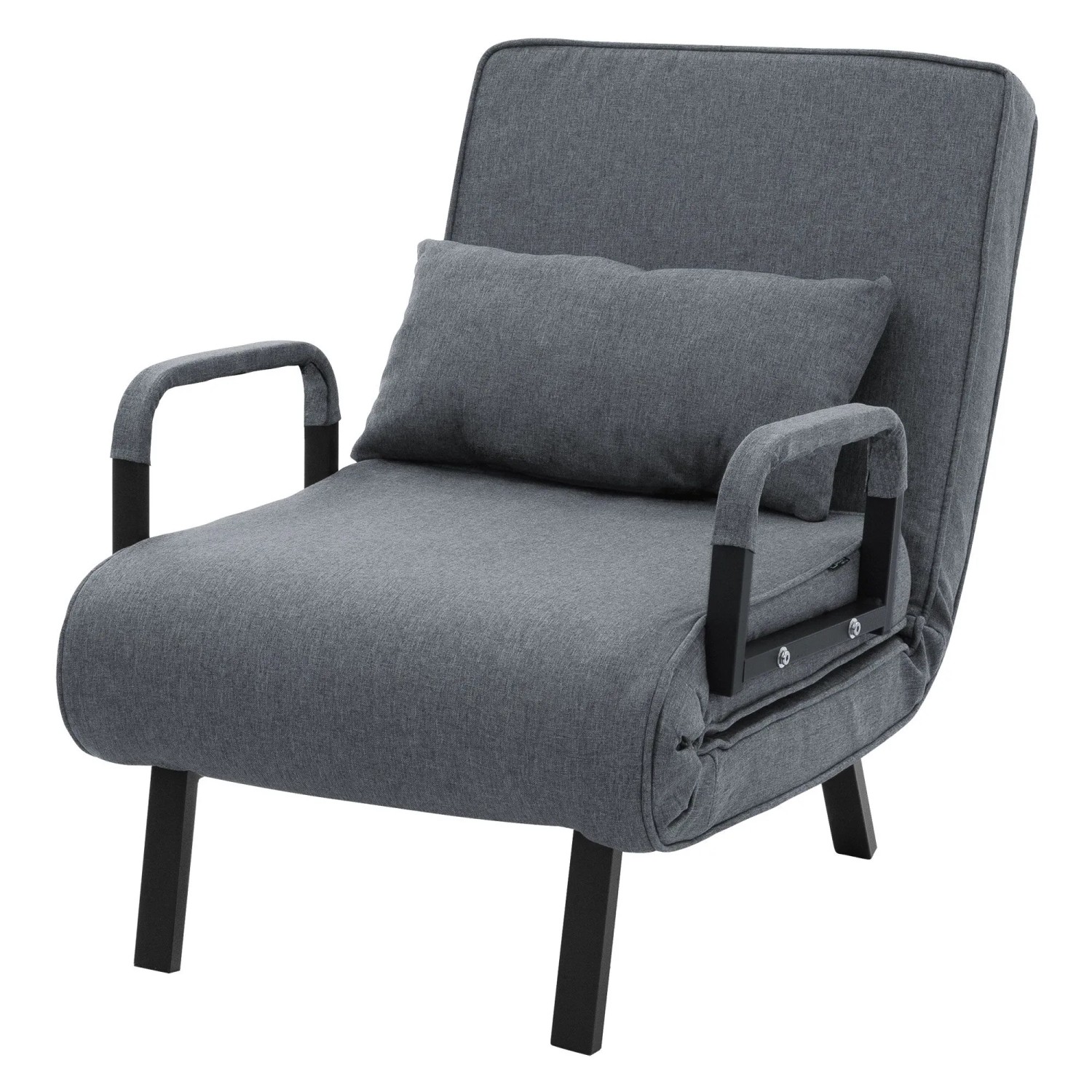 ML-Design Schlafsessel mit Bettfunktion Anthrazit 3in1 Bettsessel Klappbar 186x60 cm mit Stahlrahmen & Chenille