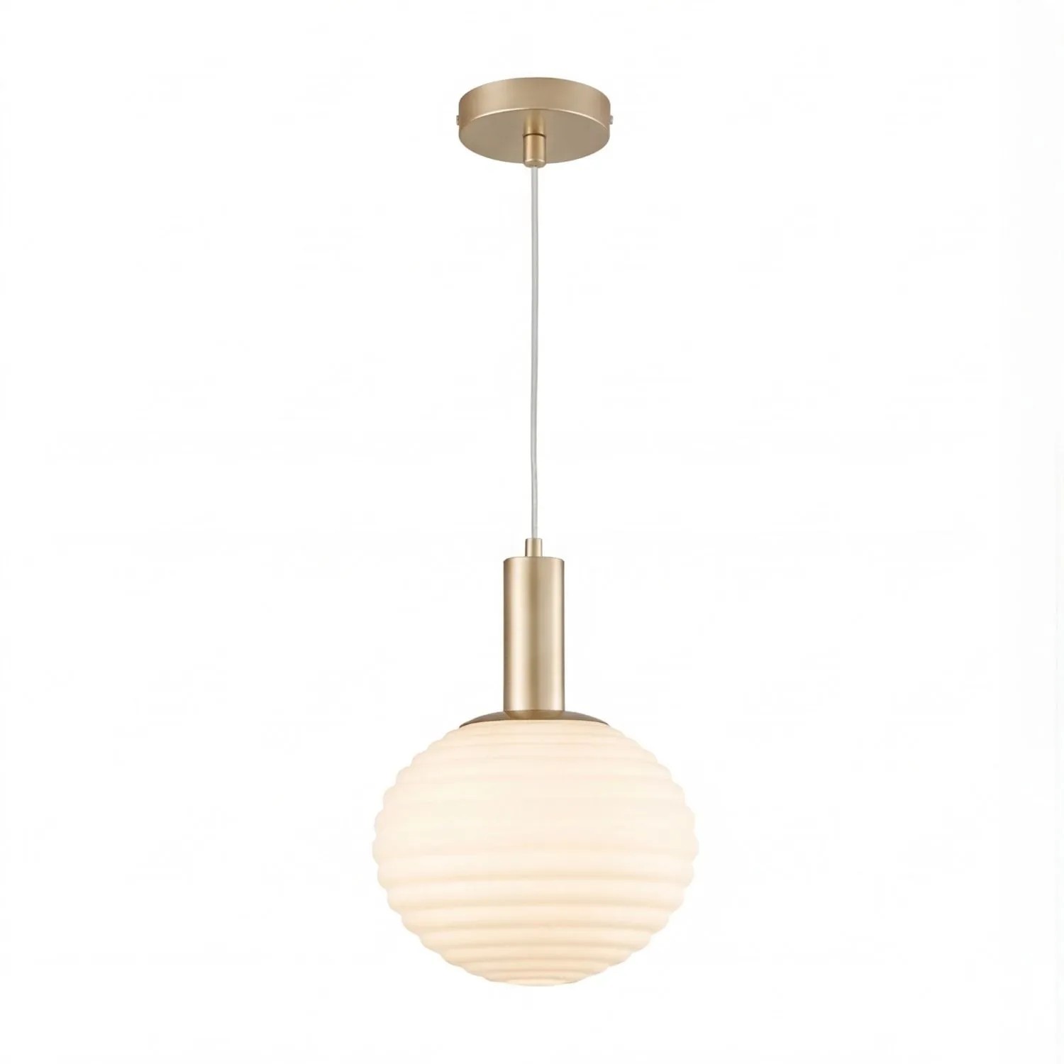 Licht-Erlebnisse Pendelleuchte Rund DM 32 CM In Gold Weiß Modern Metall Glas