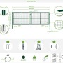 Technische Zeichnung: Casanoov Zauntor 2-flügelig & Zauntür 1-flügelig Olga, 130 cm hoch, grüne Stahlkonstruktion.