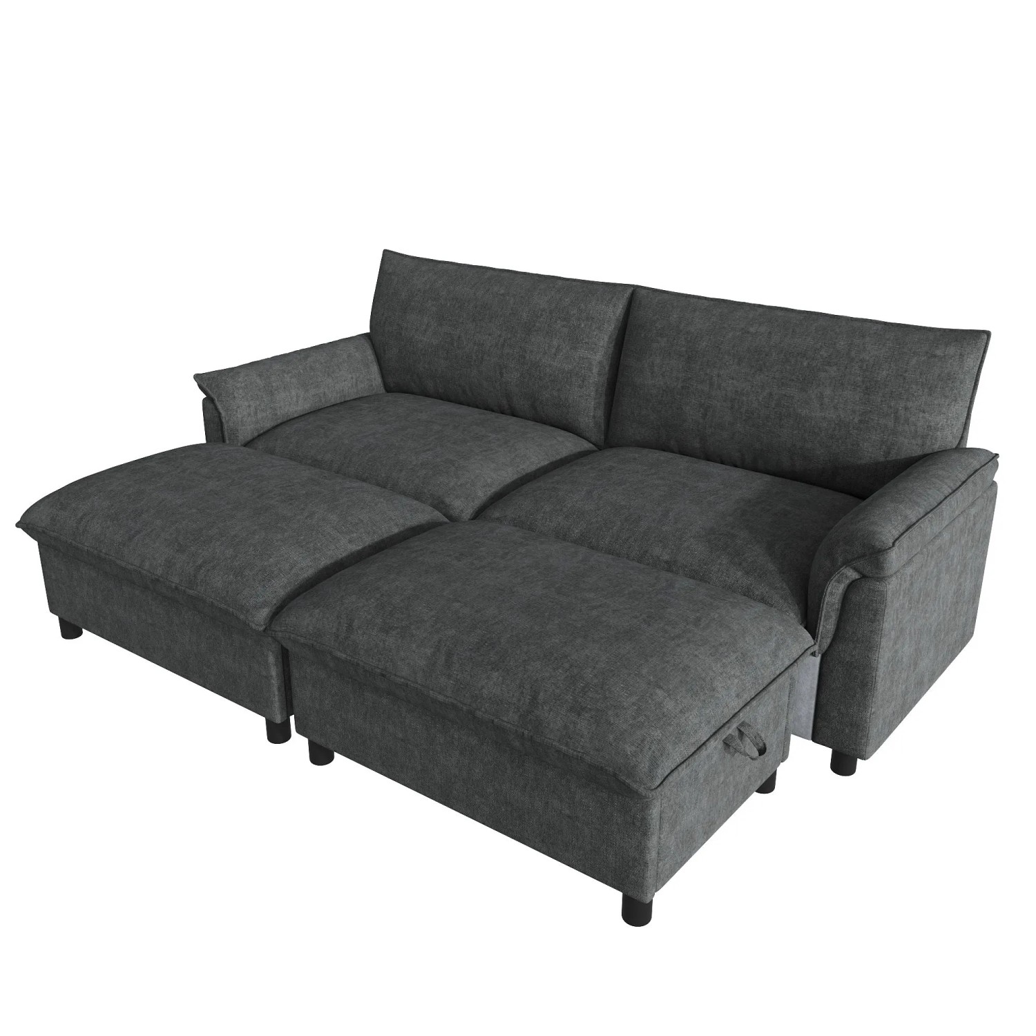 Merax Cloud Sofa 216x82x77 cm Schwarz U-Form Modular