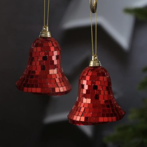 Marelida Christbaumschmuck Glocken Weihnachtsbaumschmuck Im Discokugel Look Rot 4St
