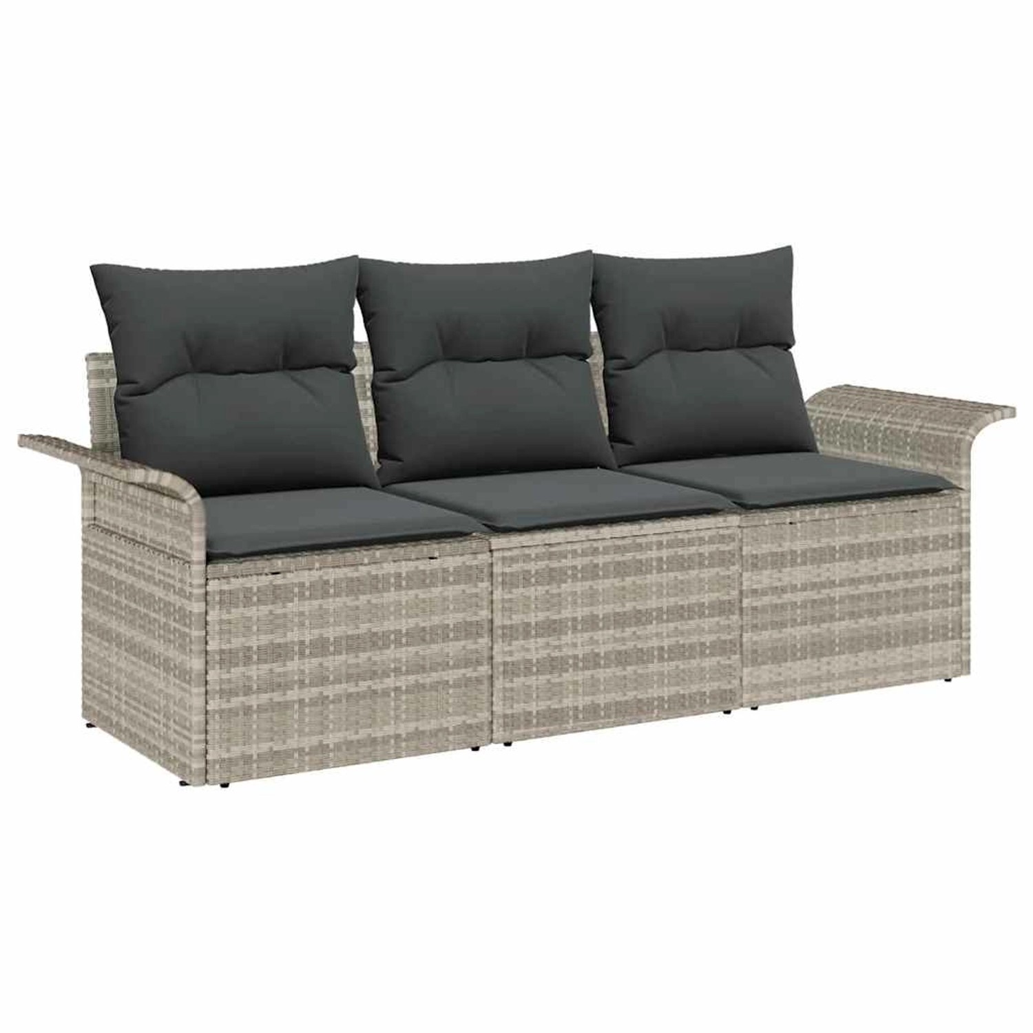 vidaXL Garten-Sofa-Set mit Kissen 3-Tlg Hellgrau Poly Rattan 3353891 günstig online kaufen