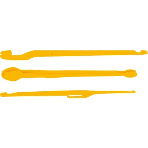 Westline Hakenlöser Set, 3 gelbe Angelhakenlöser aus Kunststoff in verschiedenen Größen.