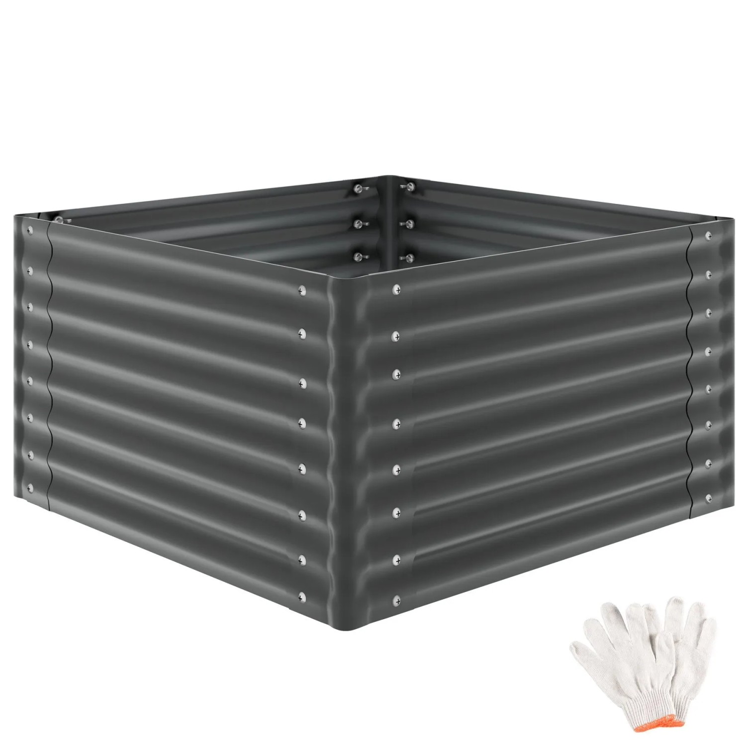 Tectake Hochbeet Blomma Aus Verzinktem Stahl 600 L Fassungsvermögen  100 x 100 x 62 cm Anthrazit