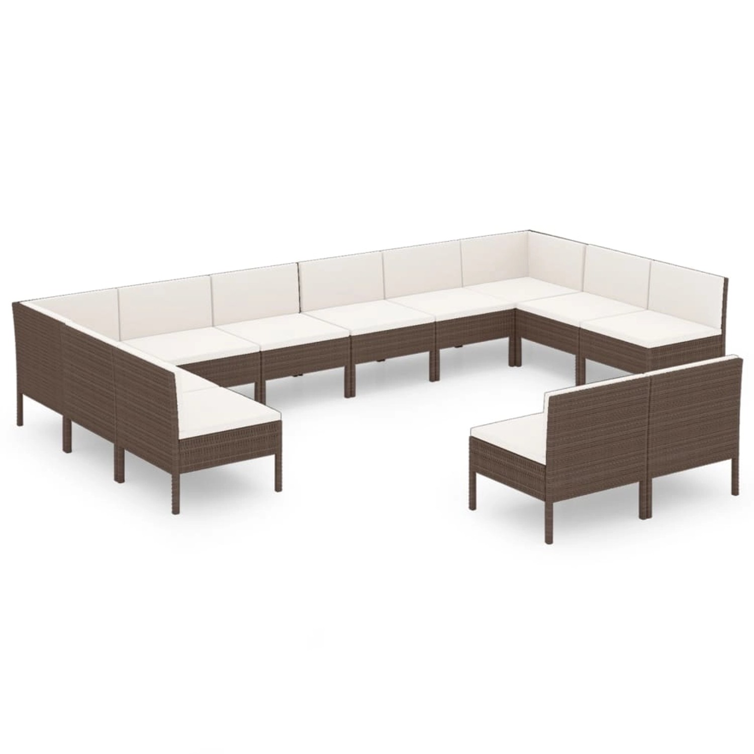 vidaXL 12-tlg Garten-Lounge-Set mit Auflagen Poly Rattan Braun Modell 11