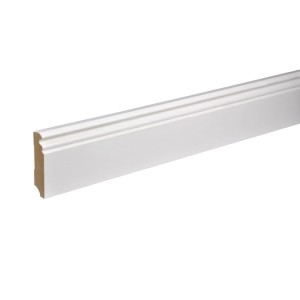 Hamburger Sockelleiste ohne Clipfräsung 2.500 x 16 x 115 mm Weiß-Grundiert