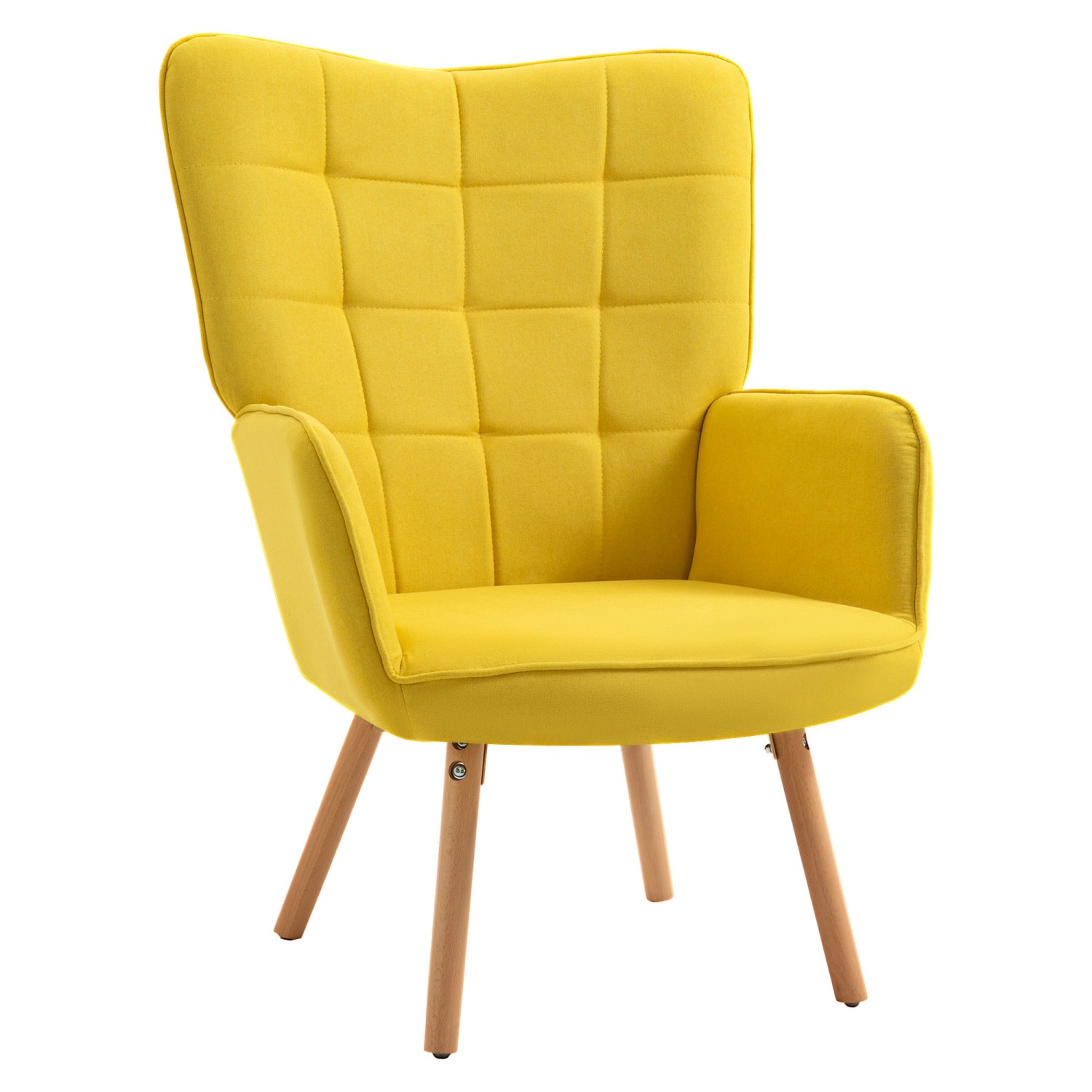 HOMCOM Ohrensessel mit Armlehne Polyester Gelb Natur 71B x 76T x 101H cm
