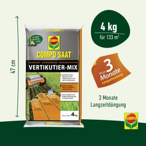 Compo Saat Vertikutier-Mix 4 kg Beutel mit Rasensamen, Dünger und Bodenaktivator für Rasenreparatur, 3 Monate Langzeitwirkung.