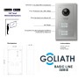 Goliath Video Türsprechanlage für 4 Familien, mit Aussenstation in Silber und schwarzem Monitor.