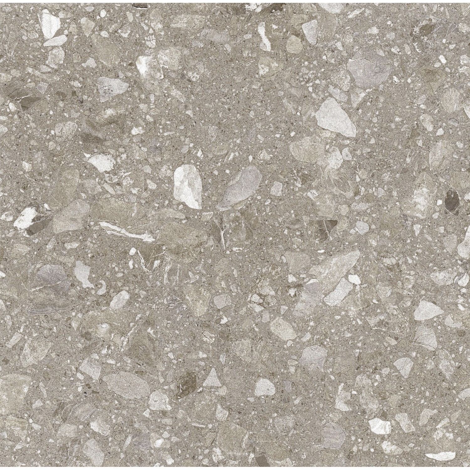 Bodenfliese Feinsteinzeug Taupe, matt glasiert, 60x60 cm. Fliese in Steinoptik für Innen- und Außenbereich.